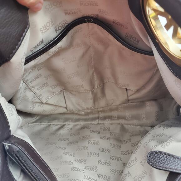 Michael Kors Fulton East West Chocolate Brown Pebbled Leather Tote - Picture 16 of 16